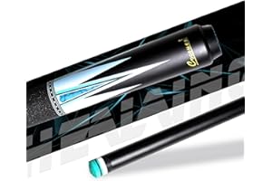 KHEALING Taco de billar profesional con diseño de calcomanía, taco de billar de fibra de carbono negra: diámetro de la cabeza de 12,5 mm, 147 cm, para salas de billar, salas de entretenimiento