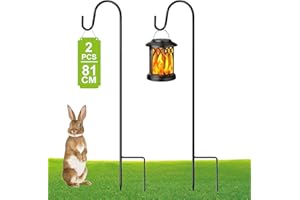 GUKULIVEL Schäferhaken Garten – 2er Set Gartenstecker Metall 81 cm höhenverstellbar, Erdspieße Metall für Laternenhalter, Blumenampel Halterung, Grablichter, Metallstangen Garten Deko Zubehör