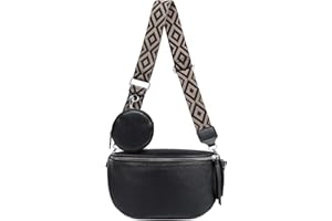 ER.Roulour Bauchtasche für Damen Herren stylisch Gürteltasche Hüfttasche mit Breiter Gurt und MüNze Crossbody Bag (Schwarz)