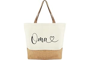 Tarklanda Jutebeutel Oma Shopper Bag Damen Stofftasche, Jute Baumwolltasche als Geburtstagsgeschenk, Großmutter Tragetasche Einkaufstasche Groß, Geschenk für Oma zum Geburtstag Muttertag Weihnachten