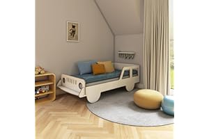 Need Sleep letto macchina Jepp 160x80 | letto montessori | letto bambino bambina ragazzi | letto con barriera | lettino bimbo | letti MDF lettini bambini bianco | cameretta bambini (senza materasso)