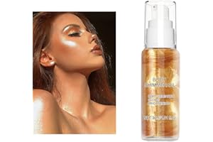 NEXOLLA Body Oil Shimmer, Shimmer Lotion Pour Le Corps, Illuminateur De Teint, Highlighter Maquillage Liquide, Hydratation et éclat à l'épreuve de l'eau pour le Visage et le Corps, Or