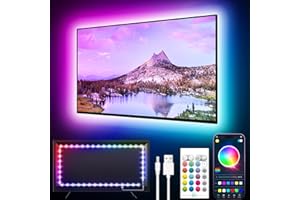 GIPOYENT Rétroéclairage LED Music Sync, lumière pour téléviseur 45-75 pouces avec Bluetooth - Bande à changement de couleur RVB pour Home Cinema (16,4t)