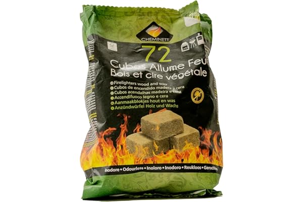 pyro feu PYROFEU 15752-12 Cubos de Encendido Ecológicos para chimeneas y Estufas Cheminett Saco 72 Unidades, Marrón