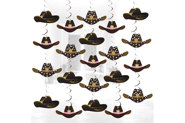 42st Hängande Western Cowboy Ornament, Cowboy Virveldekorationer med Vilda Västern Tema för Pojkars Födelsedagsfest med Babys