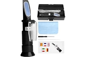 LUNEKUCK Frostschutz Refraktometer Frostschutzprüfer Kühlmitteltester 4-in-1 Frostschutz Tester für Ethylenglykol Propylenglykol Gefrierpunkt von Kühlwasser Scheibenwasser AdBlue Batterie