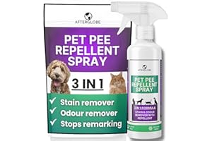 Afterglobe 3 in 1 Pet Pee Repellent, Urine Stain & Odour Remover | Urine Smell Neutraliser & Pet Carpet Cleaner | Works on any Surface, Stops Cats & Dogs Urinating in House, Enzyme Cleaner for Cat Pee