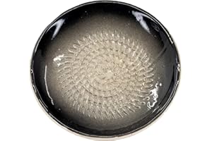 Kaladia Keramik Reibeteller/Keramikhobel Unifarbend - ideal für Ingwer, Parmesan etc. - in Schwarz - Durchmesser: 12 cm - handgemacht & handbemalt - Made in Spain