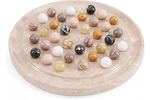 Radicaln Solitario in marmo da 25,4 cm, Verona, fatto a mano, rompicapo, gioco di puzzle per adulti, ideale per tavolino da caffè, gioco solitario con 42 palline di marmo e tavola familiare