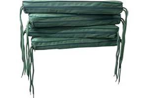 Brillars Cushion Outdoor Seating Non-Slip Garden Patio Chair Cushions Indoor Furniture Seat Pads With Ties, Water Resistant Zip Cover (16"x16"x2") 40x40x5cm (Green, Pack of 4)