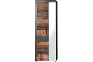 ‎TRENDTEAM SMART LIVING trendteam smart living - Indy - Garderobenschrank - Graphit Grau/Alteiche - Kleiderschrank mit 5 Einlegeböden - (BxHxT) 65 x 192 x 34 cm - ausziehbare Kleiderstange