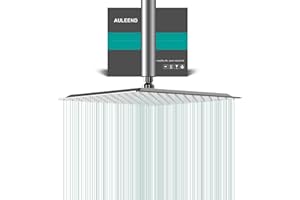 AULEEND Square Rain Shower Head, High Flow Stainless Steel,Work with Any Decorative Style，All Metal Rainfall Shower Head (Brushed Nickel, 12)