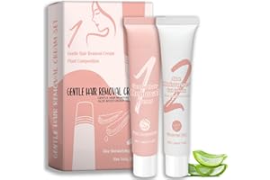 HERBENJOY Hair Removal Cream - Facial Hair Remover Kit for Upper Lip, Legs & Body, Sensitive Skin Friendly, Gentle Formula, Moisturizing Painless Depilatory Cream For Women, With Soothing Gel (2PCS)