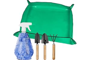 CHSEROK Pflanzmatte, 100 X 100cm Garten-Pflanzmatte mit 3-Teiligem Gartenwerkzeug-Set und Sprühflasche, wasserdichte Gartenmatte Faltbar, Geeignet zum, Bodenlockerung, Bewässerung, Umpflanzen