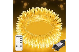 LYSUMURL 10M 100 LED Fairy Lights Plug In, Warm White String Lights with Remote, 8 Modes 3 Timers 4 Brightness, IP44 Waterproof Mains Powered Indoor Outdoor Christmas Fairy Lights for Bedroom Garden Decor