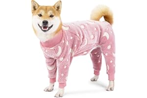 GabeFish Kuscheliger Plüsch-Hunde-Pyjama, Fleece-Schlafanzug für Hunde, weich, langärmelig, vier Beine, niedlicher Einteiler für Haustiere, Rosa, Größe M