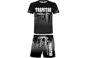 YiJee Tuta Trapstar Uomo, Maglietta Trapstar Corta - Maglietta e Pantaloncini con Logo Stampato Trapstar - 2 Pezzi Tuta Trapstar T Shirt - Set Tuta da Jogging Estiva - Unisex