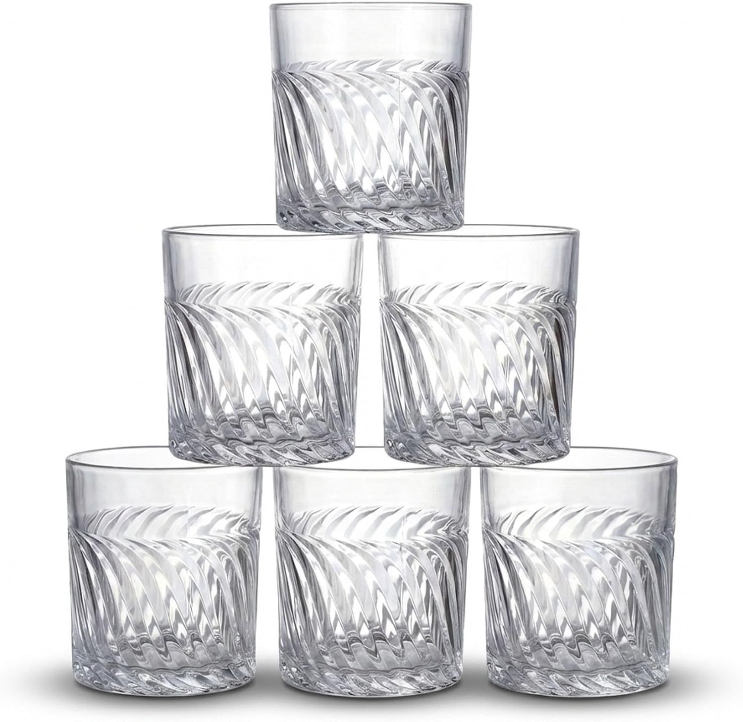 INDE SANTA CLARA | Set 6 Vasos de Cristal Agua 35cl Oban Tallado Transparente, Vasos Bajos de Vidrio Claro, Vasos Agua Aptos Lavavajillas y Microondas
