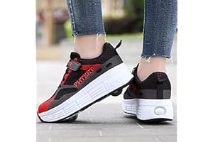 BYOUQ Kids Roller Skate Shoes Skateboarding shoes with Retractable Wheels Outdoor sneakers 2-in-1 Multi-Purpose Shoes for Boys and Girls Double wheel A,37EU