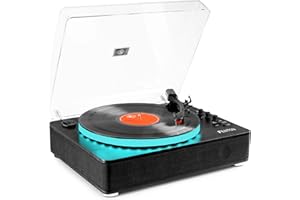Fenton RP162LED Platine Vinyle LED Bluetooth avec Haut-Parleurs Intégrés - Noir, Lecture 33, 45 et 78 Tours, Émetteur & Récepteur Bluetooth, Une Platine Moderne et Déco avec Son Plateau LED