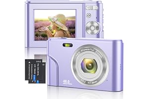 WSRYXXSC Fotocamera Digitale 1080P FHD Mini Messa a Fuoco Automatica Videocamera 48MP Ricaricabile Piccola Vlog Fotocamera Compatta Zoom Digitale 16X Regalo per Bambini, Studenti, Adulti, Principianti(Viola)