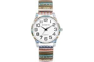 OIDEA Reloj Elástico Boho Mujer: Relojes Redondo de Cuarzo Analógico para Señora Escala Números Arábigos Grandes Claros y Fáciles de Leer Correa de Aleación - para Ocio Negocios Regalos