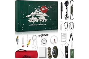 Miaikoe Survival Tools Adventskalender - 24 Tage Weihnachtsnachzählkalender mit Überlebenswerkzeug Männer Teen Boys Mann Wandern Camping Abenteurer