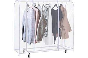 GBKDQQ Pokrowiec na wieszak na ubrania, długi 180 cm, duży, przezroczysty pokrowiec na ubrania z zamkiem błyskawicznym, wodoszczelny pokrowiec ochronny na wieszaki na ubrania, chroni ubrania