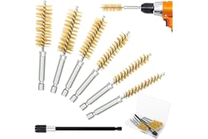 GZjiyu 6 Stk Bohrlochbürste, 8/10/12/15/17/19MM Lochbürsten Edelstahl mit Verlängerungsstange & Aufbewahrungsbox für Rohr Zylinder Bohrungen Reinigung