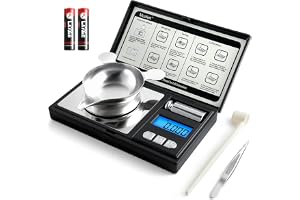 Muaket 50g/0,001g Precisionsvåg, Elektronisk Milligramvåg med Hög Precision MG-våg med Kalibreringsvikter, Digital våg för Att Väga Pulver, Smycken, Medicin, med Pincett och Vågskål