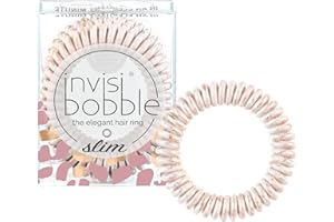 Invisibobble Slim gomitas pelo blancas y doradas espiral x3 - Gomillas pelo antirotura en edición limitada - Gomas pelo blanco confortable con fuerte sujeción