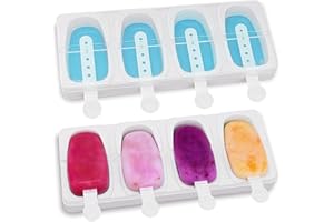 Alinana 2-Pack Silicone Ice Lolly Moulds with Sticks, BPA-Free Popsicle Mould, Sturdy Stackable DIY Ice Pop Moulds for Creating Ice Cream with Milk, Whipped Cream, Coconut Milk, or Yogurt