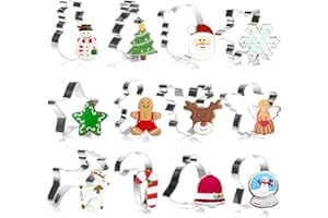 Alintor Ausstechformen Weihnachten, 12 Stück Plätzchen Ausstecher Aus Edelstahl Metall, Keksausstecher für Adventskalender Füllung, Set für Fondant Kekse Backen Tortendeko