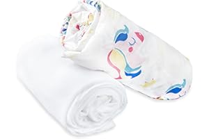 FlyIdeas Fitted Sheet & Waterproof Mattress Protector, 2 PCS Set - For Kids Beds & Mattresses 80x160 cm - 100% Certified Pure Cotton, Made in EU