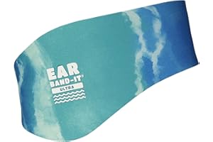 AUDILO Ear band-It ULTRA 100% NÉOPRÈNE Natation Bandeau plus épais, plus fort | Protection contre l'eau recommandée pour la douche, piscine, plage | Taille enfants et adulte | Bleu (Tie Dye), Small