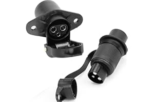 DARKGUARD Prise 3 Broches Tracteur et Fiche 3 Broches Tracteur 12v 24v,Prise 3 Broches Male Femelle Etanche pour Agricole Véhicule,Fiche Attelage 3Broches Caravane RV Remorque (Fiche et Prise M1S21)