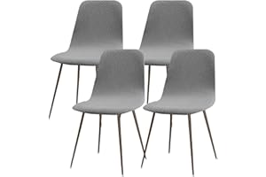 Lydevo Coprisedia Elasticizzati con Schienale 4 Pezzi,Coprisedia con Schienale Rotondo per Sala da Pranzo Jacquard Lavabile Universale,Fodere per Sedia da Soggiorno Cucina per Casa,Grigio Pallido