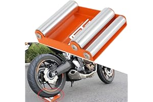 JFG RACING Motorcycle Roller Stand,Wheel Cleaning Roller Stand for Tyre Cleaning & Chain Lubrication GRoller Medium Bikes < 485 lb & Tyre width <180 mm Orange