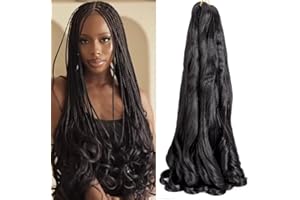 8 Packs French Curly Braiding Hair 22 Inch Pre Stretched Braiding Hair Loose Wave Spiral Curl Braids Crochet Hair with Curly Ends for Black Women by Originea (1B#)