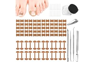 GmwyCzV Set för inåtväxande tånaglar, 140 st Tånagelkorrigeringsset med Tånagelkorrigeringsplåster, C-formade Tånagelkuddar & Rostfritt stål Fotvårdsverktyg för Nagelsvamp Fotvård