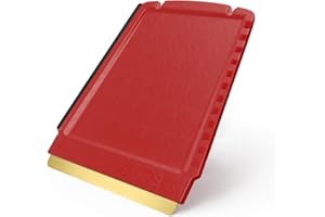 L & P CAR DESIGN Ice Scraper for Car Windscreen - 4 in 1 - Brass Ice Scraper - fast, effortless & easy - Premium HIPS - Murska Brass Blade Windscreen Scraper for Car Window Scrapper & Squeege - Finland (Red)