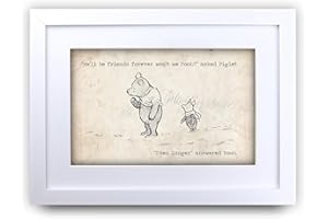 HWC Trading FR Winnie the Pooh Friends Forever A4 Framed Printed Quote Nursery Print Baby Shower Room Gifts New Born Bedroom Gift Print Photo Picture Frame Display