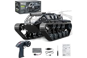 HERMORRYSS 1:16 RC Panzer, 2.4GHz Ferngesteuerter Panzer, High Speed RC Tank Offroad Crawler, 360° Drehung Remote Control Tank mit Lichtern, Gepanzertes Raupenfahrzeug für Kinder (Grau)