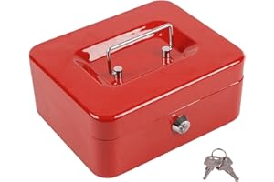 ASHLEY HOUSEWARES Ashley - Metal Cash Box - 20.5cm - Red