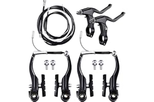 BOAO Complete Bike Brake Set, Black Front and Rear Bike MTB Hybrid Brake Inner and Outer Cables and Lever Kit Includes Callipers Levers Cables Black