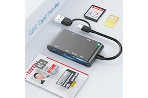 ROCKETEK Lector Dnie Electronico Lector de Tarjeta Inteligente DNI, 7-in-1 Lector Dnie SIM CAC Smart Card Reader Lector de Tarjetas ISO 7816 CRS/CNS/SIM/MicroSD/SD/MMC/M2, Tacografo Digital, Firma Digital
