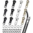 Zipper Repair Kit (52 Pcs), Universal #5 Zipper Replacement Slider Kit, Zipper Pull Replacement, Zipper Fix Repair Kit for Jackets, Coats, Boot, Backpack, Hoodie, Metal, Plastic & Nylon Coil Zippers