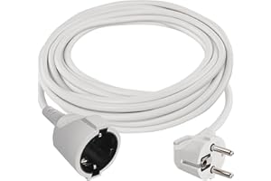 EMOS - Cable alargador IP20 7 m - 1 Enchufe Schuko - 250 V, 16 A, 3680 W - Aislamiento de PVC H05VV-F3G 1,5 mm2 - Protección táctil Mejorada - para Uso en Interiores - Blanco