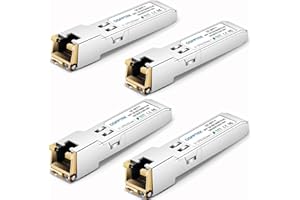 (4 Pezzi) QSFPTEK 10/100/1000BASE-T SFP RJ45 100m Modulo Connettore Gbic Gigabit Modulo di Rame di Copper Transceiver per Cisco GLC-T/SFP-GE-T/GLC-TA, Mikrotik SRJ01, Supermicro, Portata 100m