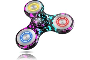 Aolcev Fidget Spinner Light Up Metal Fidget Toys Ultra Durable Stainless Steel Bearing High Speed Precision 4-10 Min Spins with Fluorescent Focus Anxiety Hand Fidget Spinners for Kids Adults-Colorful